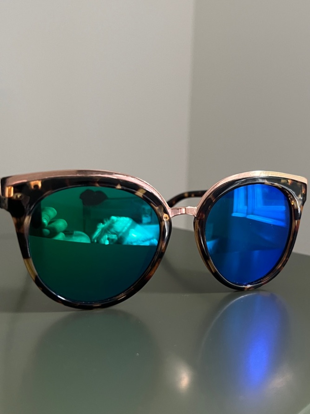 Tahari Tortoiseshell Women’s Sunglasses with Blue and Green Mirrored Lenses